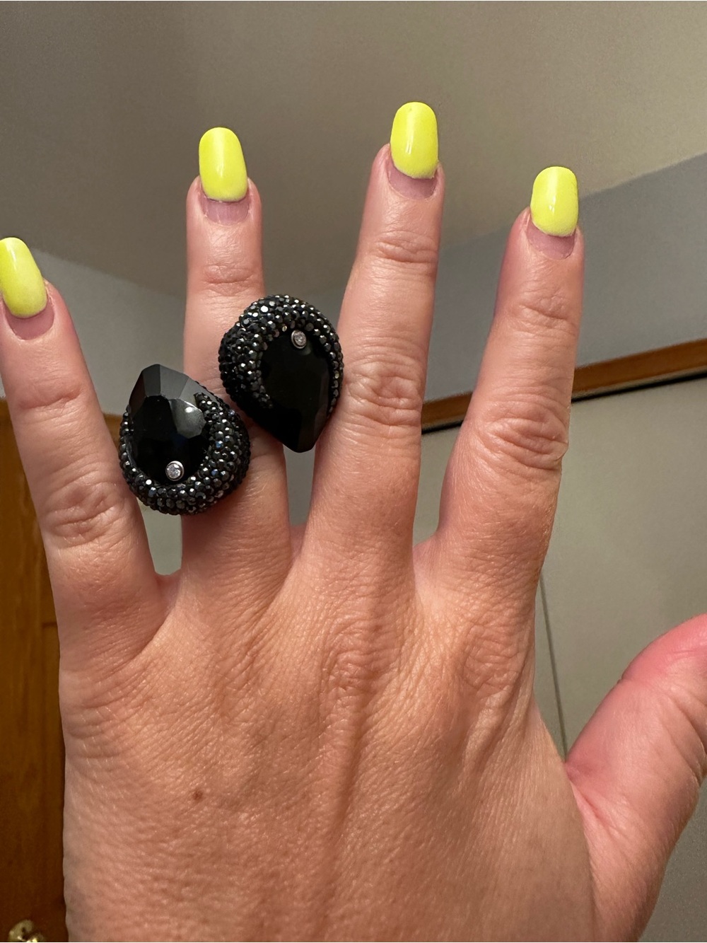 Swarovski Arty Statement Double Ring Jet Black (Size 7) Swarovski Size 55